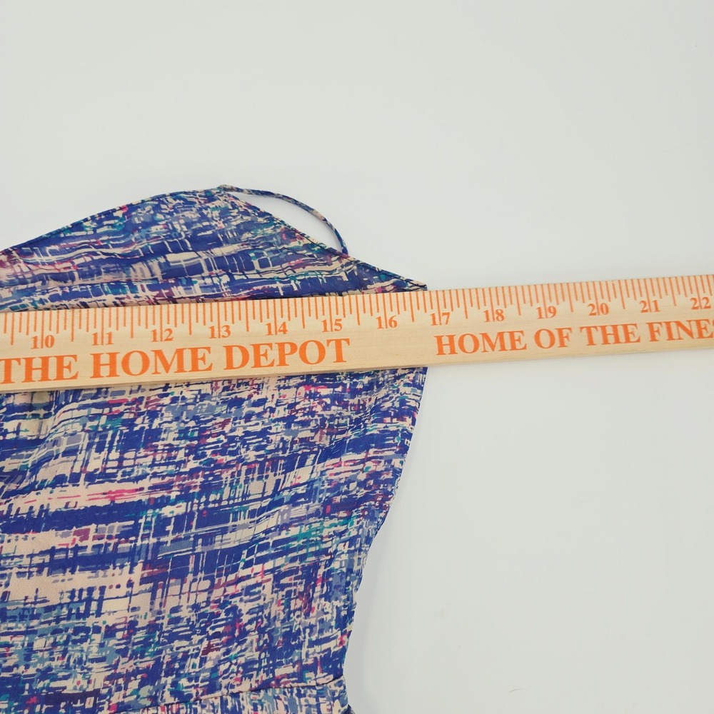 Broadway & Broome 100% Silk Abstract Print Mini Dress Blue Pink Size 6 - Picture 9 of 10